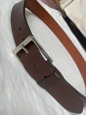 Shinola Classic Brown Leather Belt with Silver Buckle